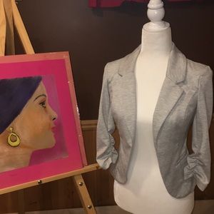 Candie’s Ruched Sleeve Tailored Knit Blazer